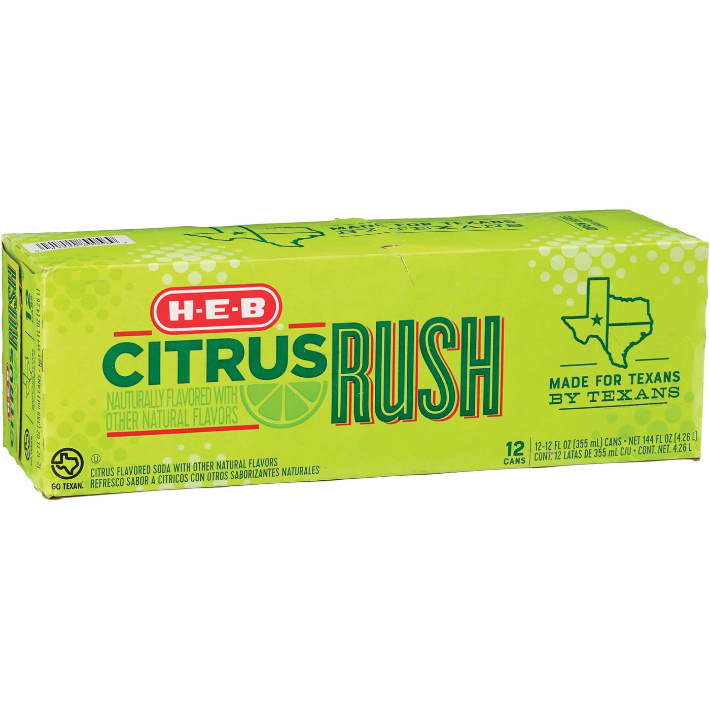 H-E-B Citrus Rush Soda 12 pk Cans; image 2 of 2