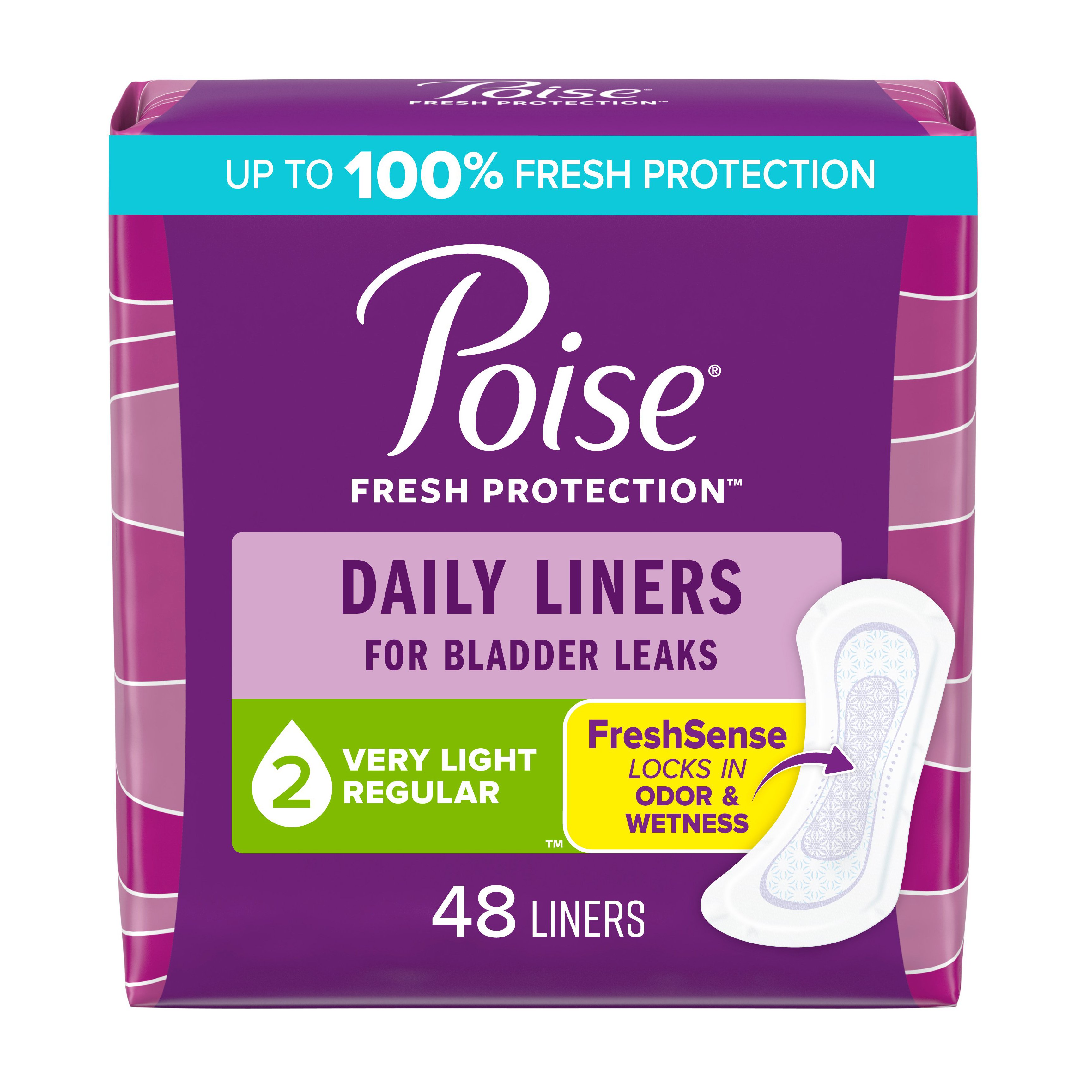 Poise Daily Incontinence Panty Liners Very Light Absorbency Pantiliners