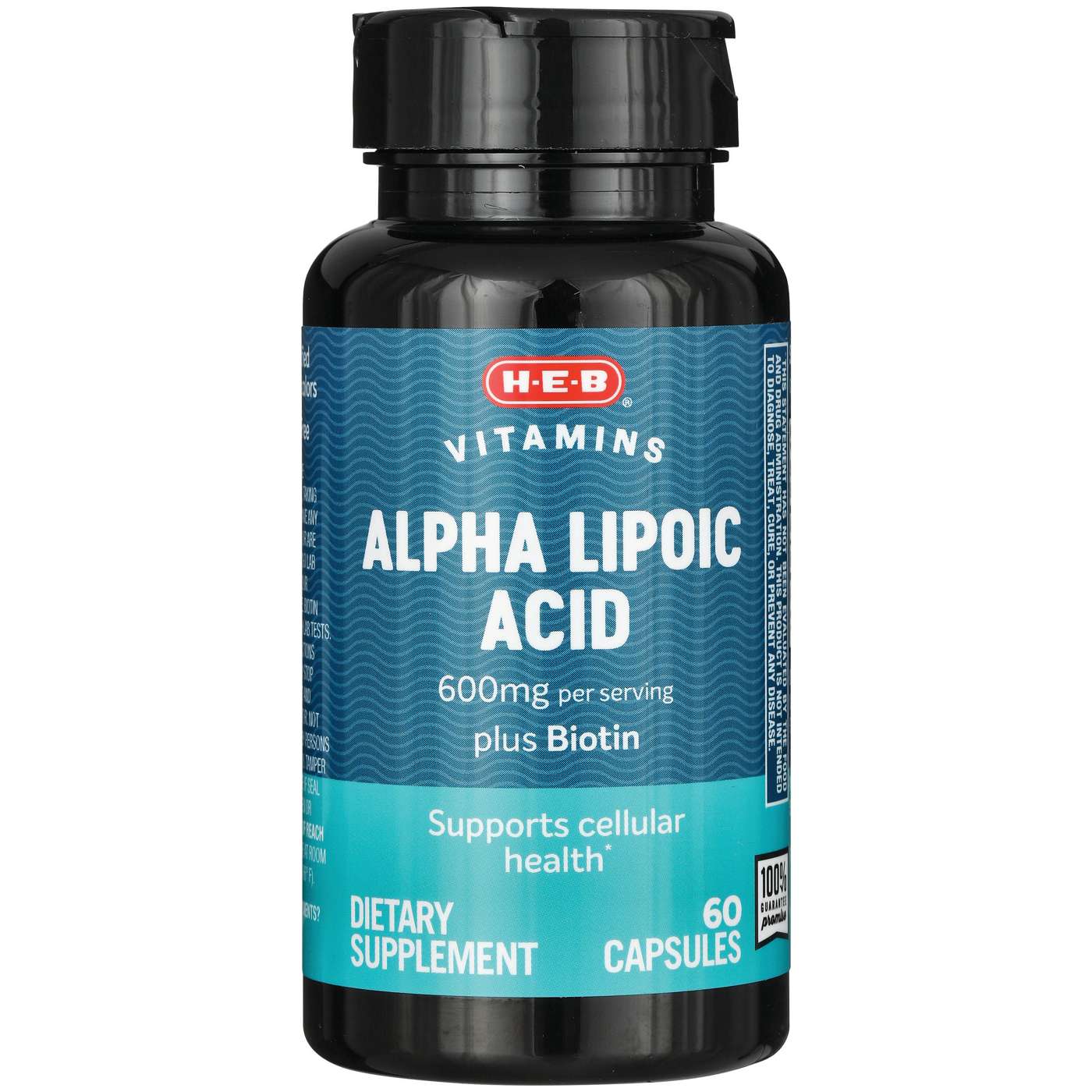 H-E-B Vitamins 600 mg Alpha Lipoic Acid Plus Biotin Capsules; image 2 of 2