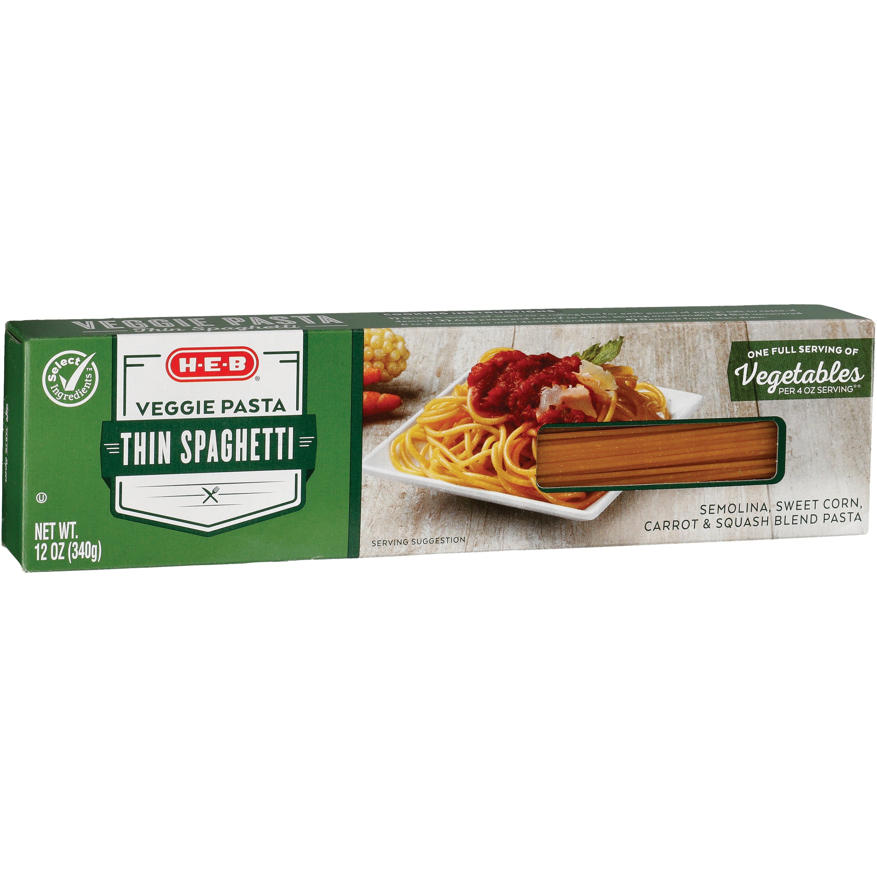 H-E-B Select Ingredients Thin Spaghetti Veggie Pasta - Shop Pasta at H-E-B