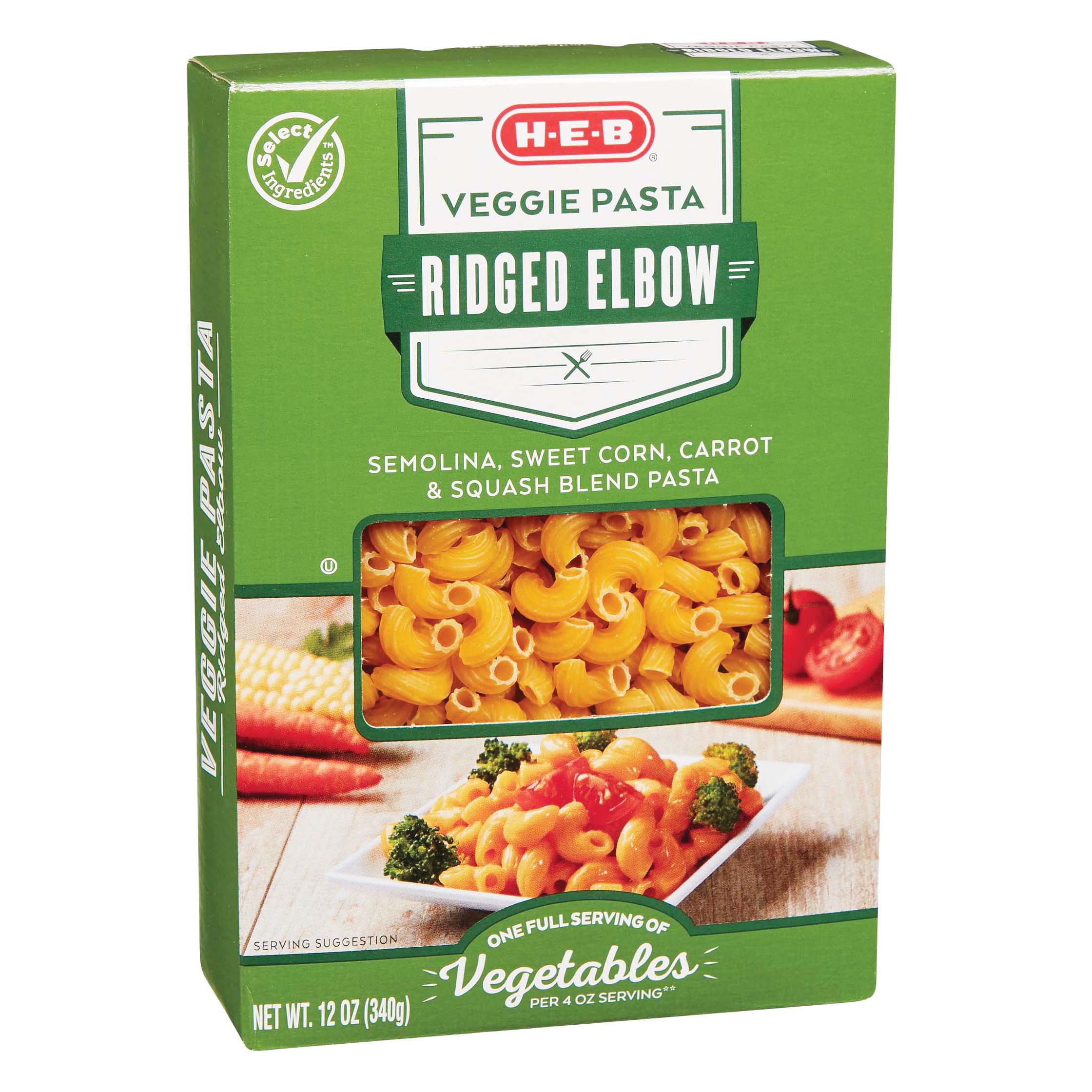 H-E-B Select Ingredients Ridged Elbow Veggie Pasta - Shop Pasta & Rice ...