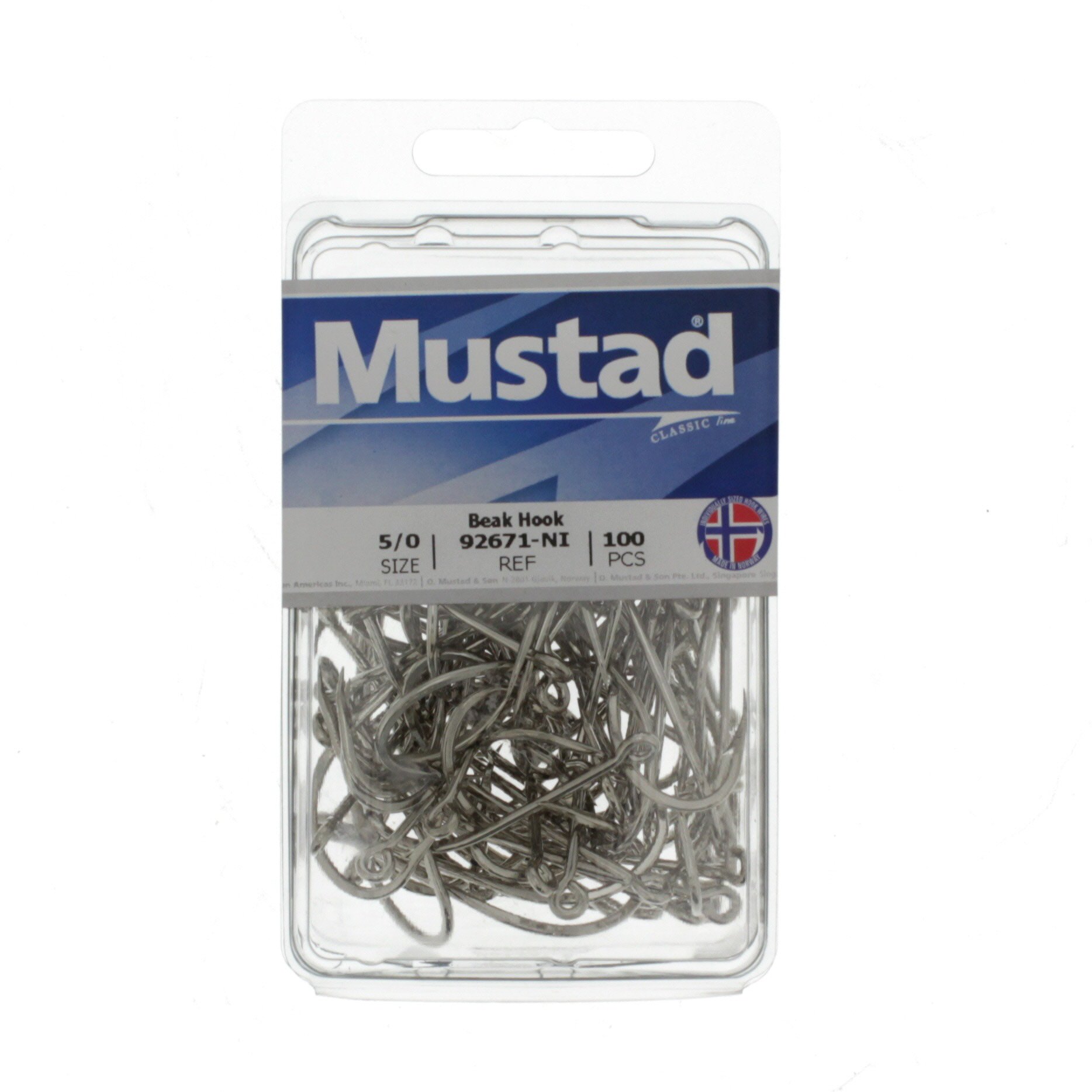 Mustad 92661 Beak Hook - Special Long Shank With 2 Slices, Reversed 1/0 Size For Fishing
