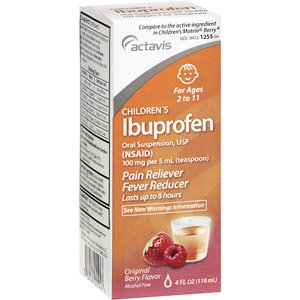 Actavis Children's Ibuprofen 100 mg/5ml Berry Flavor Liquid Shop Pain