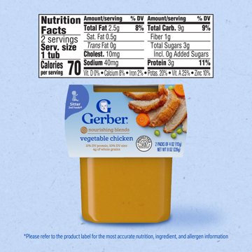 Gerber Stage 2 Baby Food - Vegetable Chicken, 4 oz Tubs, 2 pk