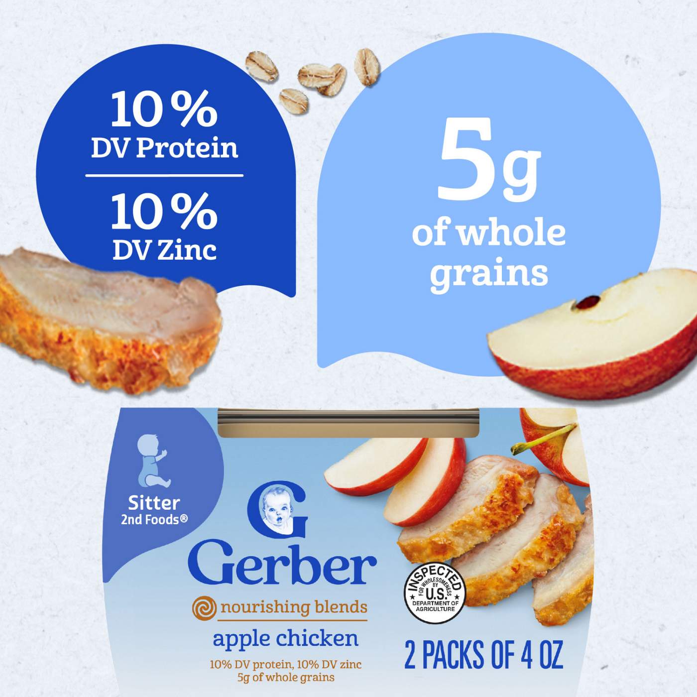 Gerber Stage 2 Baby Food - Apple Chicken, 4 oz Tubs; image 5 of 8