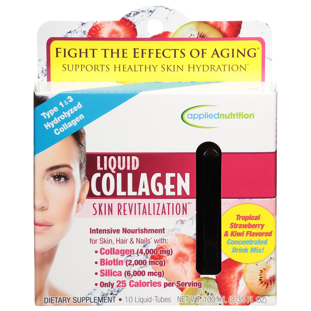 Applied Nutrition Liquid Collagen Skin Revitalization Tubes - Strawberry& Kiwi, 10 ct
