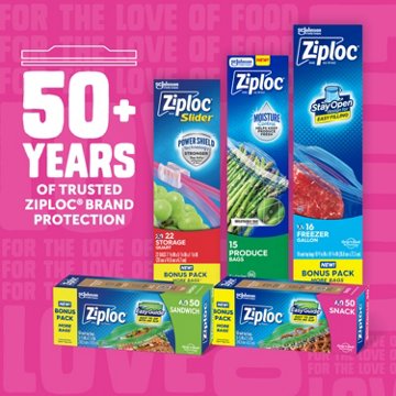 Ziploc Snack Bags with EasyGuide Texture, Grip ’n Seal Technology, 108 ct
