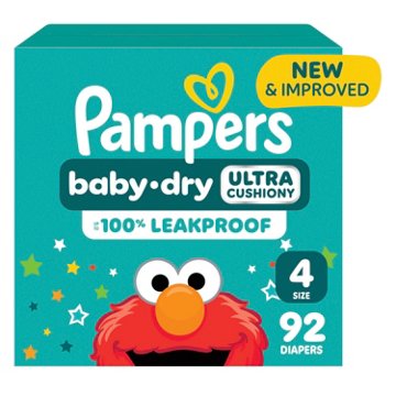 Pampers Baby Dry Ultra Cushiony Diapers - Size 4 (15-34 lbs)