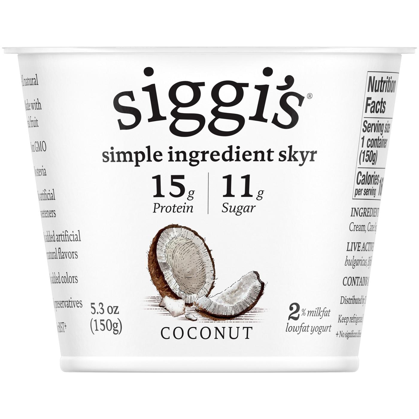 Siggi's 2% Non-Fat Strained Skyr Coconut Yogurt; image 1 of 2