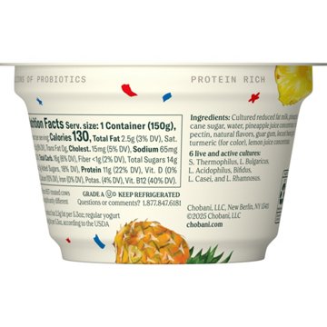 Chobani Low-Fat Pineapple on the Bottom Greek Yogurt