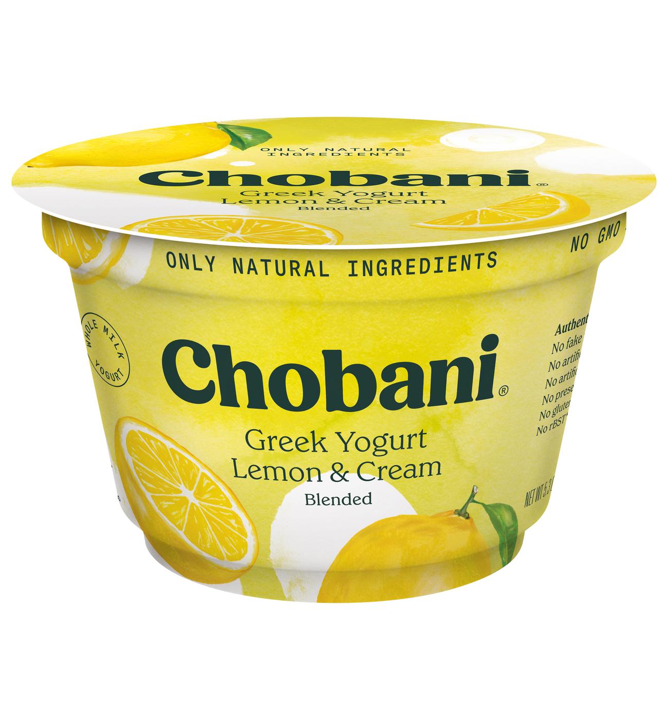Chobani Lemon & Cream Blended Whole Milk Greek Yogurt; image 1 of 5