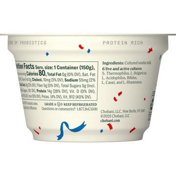 Chobani 14g Protein Non Fat Plain Greek Yogurt