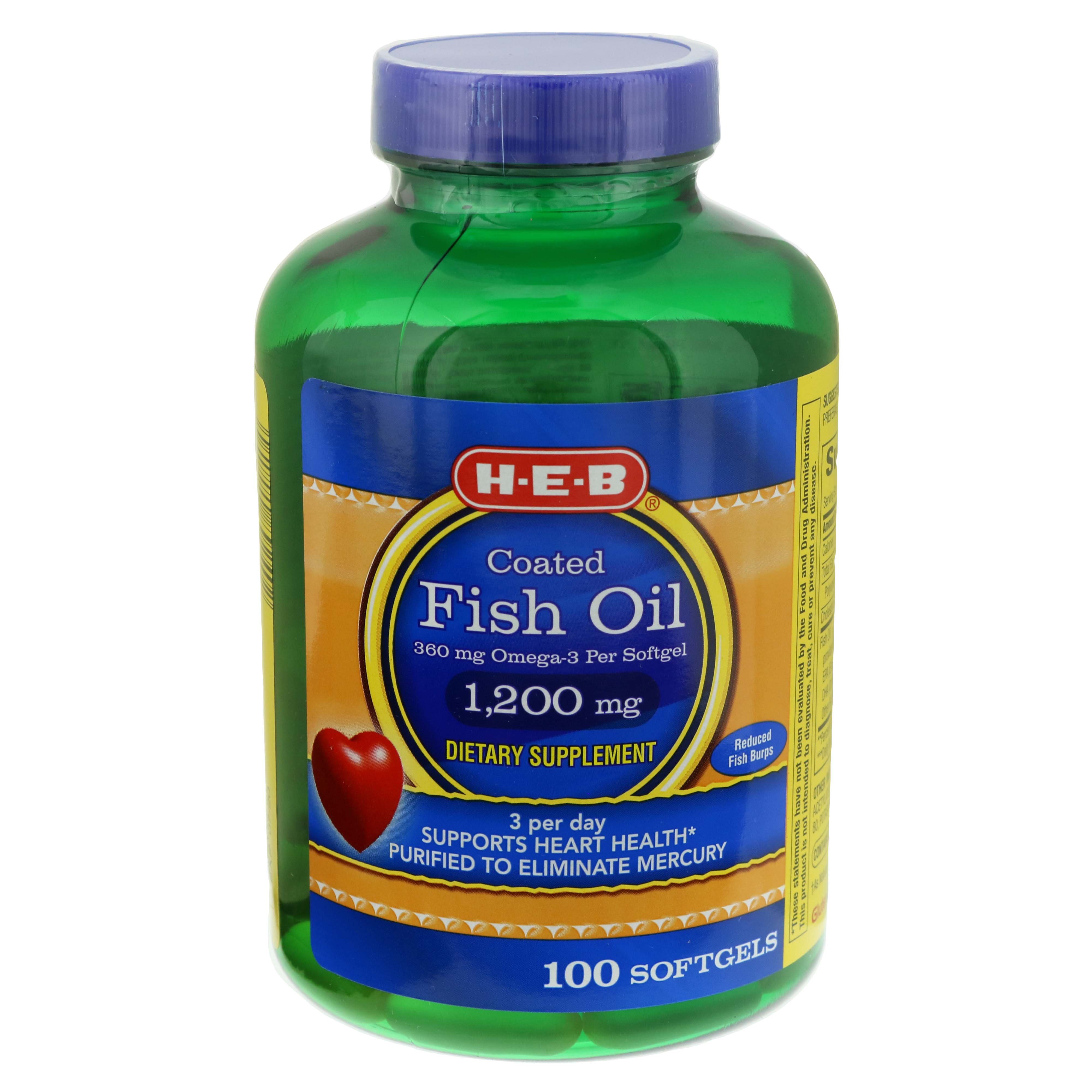 H-E-B Fish Oil 1200 Mg Enteric Coated Softgels - Shop Diet & Fitness At ...