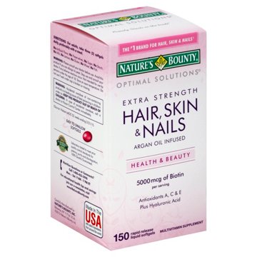 Nature's Bounty Optimal Solutions Extra Strength Hair Skin & Nails Multivitamin Softgels, 150 ct