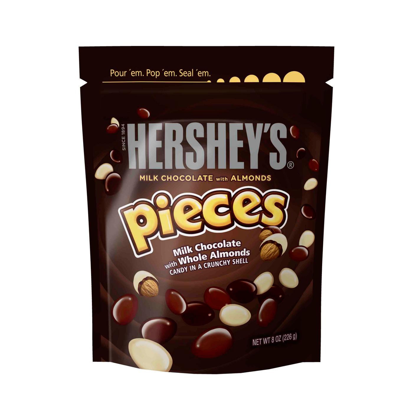 Hershey's Pieces Milk Chocolate with Almonds; image 1 of 3