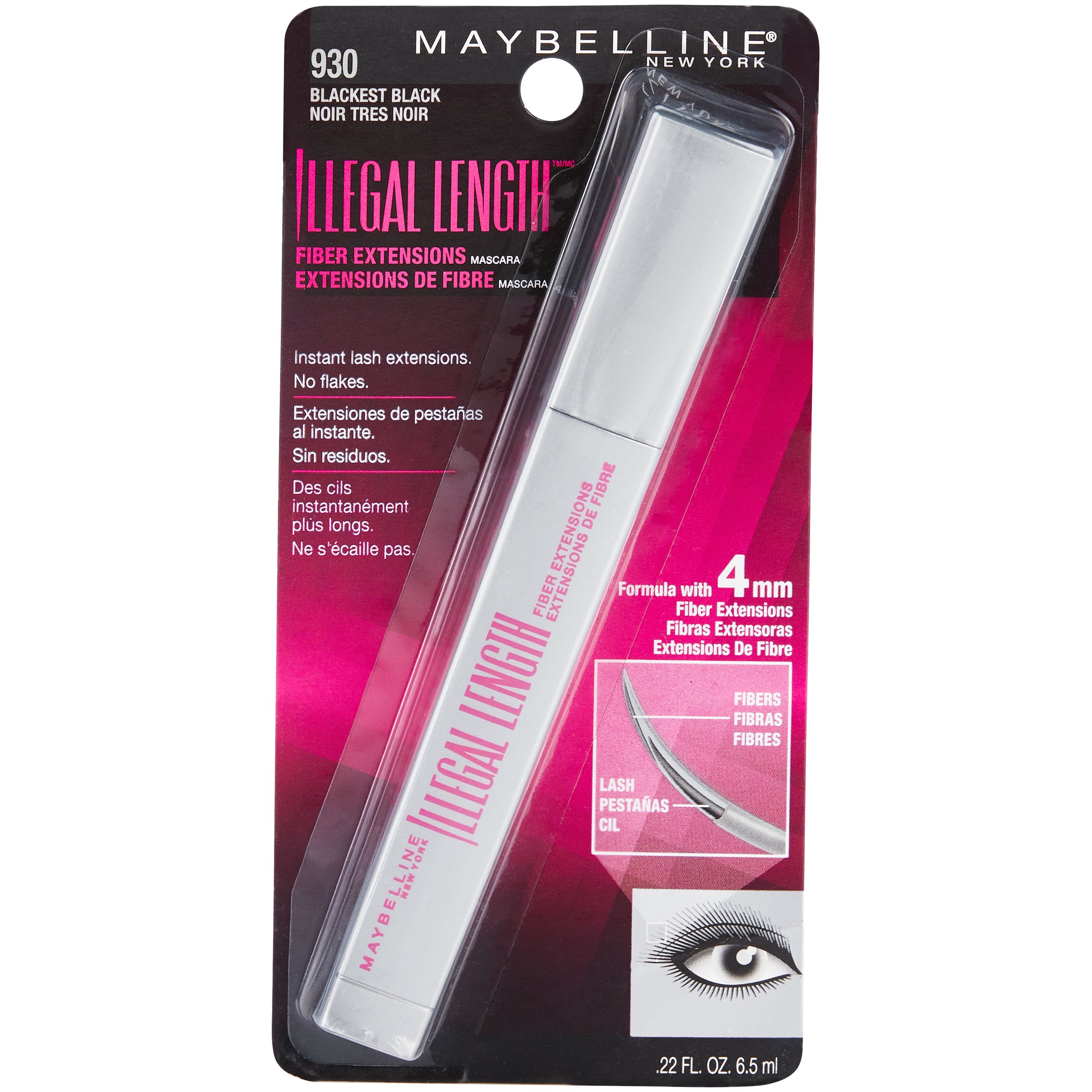 Maybelline Illegal Length Fiber Extensions Washable Mascara Blackest
