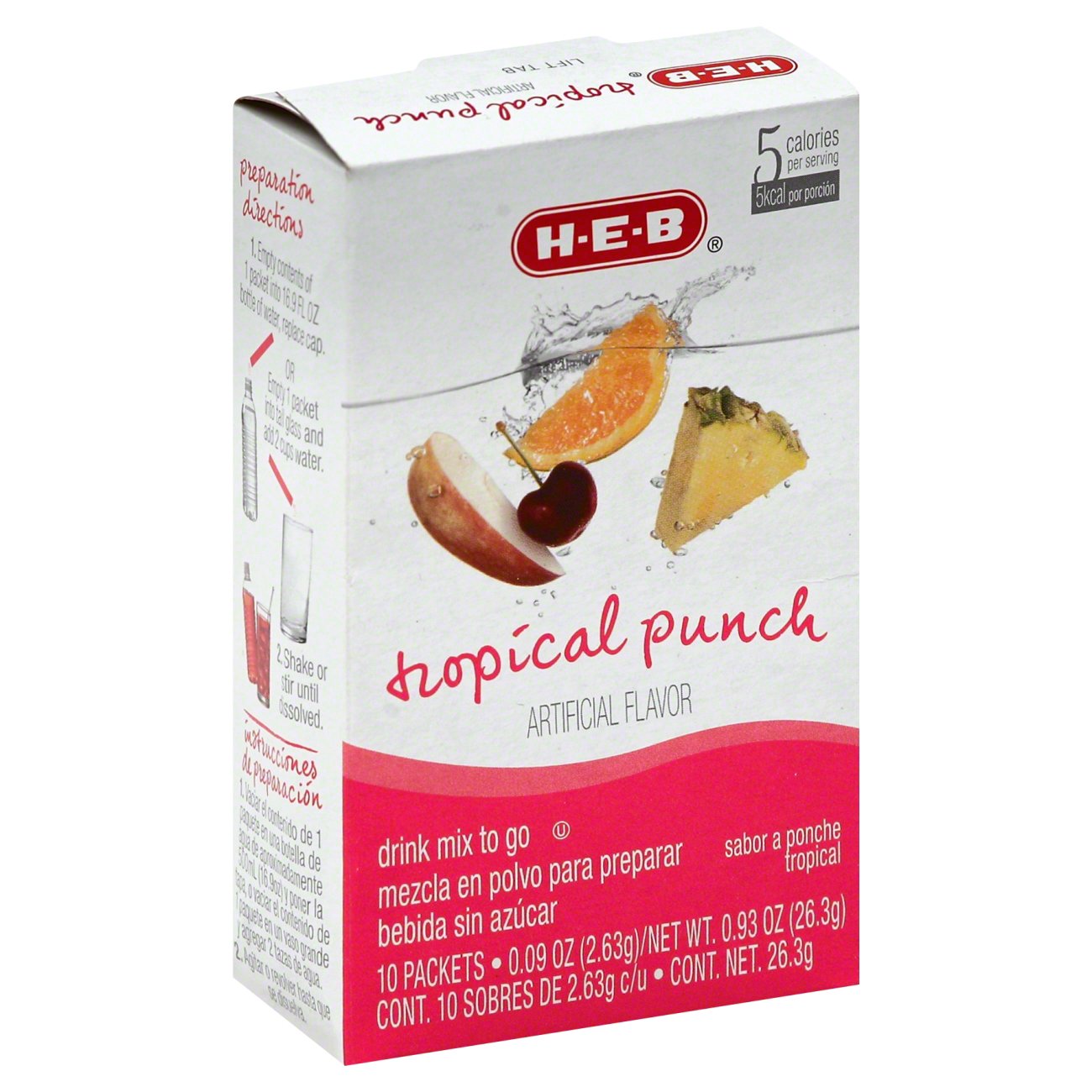 H-E-B Drink Mix to Go Packets - Tropical Punch, 10 ct
