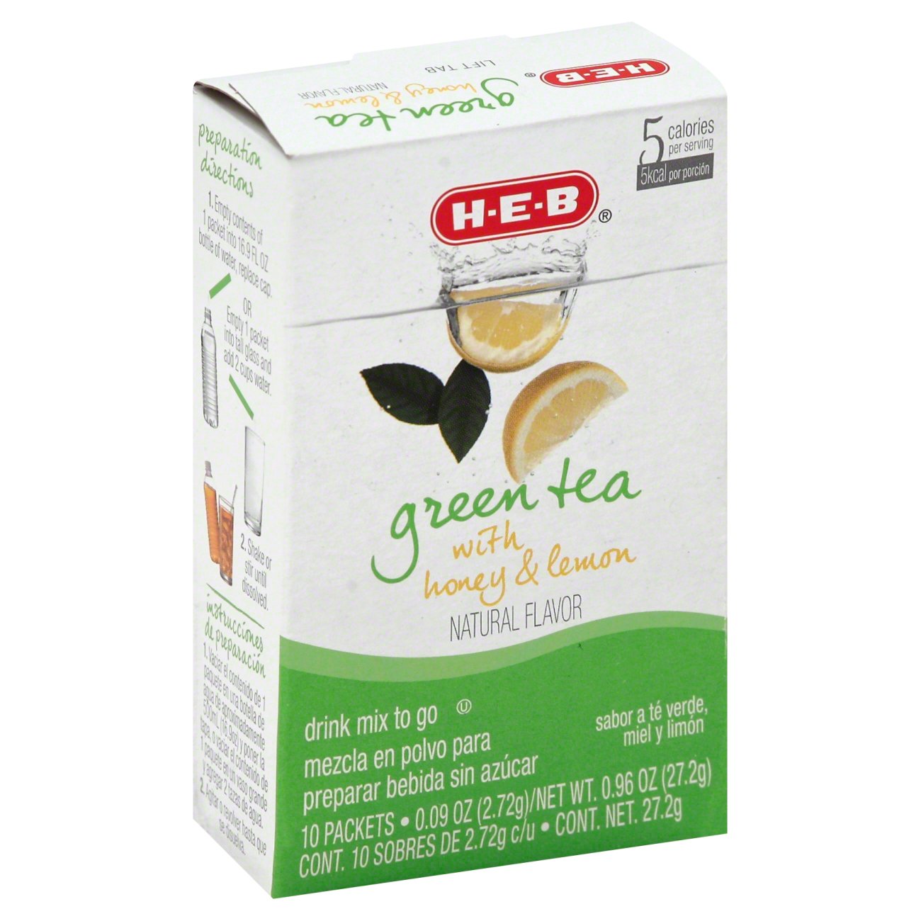 HEB To Go Green Tea With Honey and Lemon Drink Mix Shop Tea at HEB