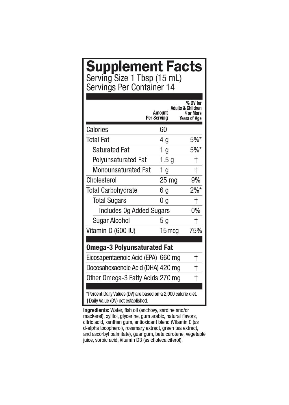 Barlean's Omega-3 Fish Oil + Vitamin D - Mango Peach Smoothie Flavor; image 3 of 3