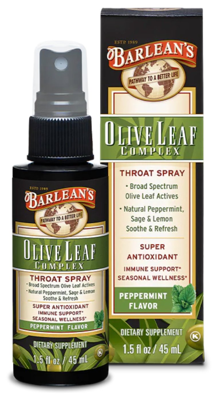 Barlean's Organic Oils Olive Leaf Throat Spray Shop Cough, Cold & Flu