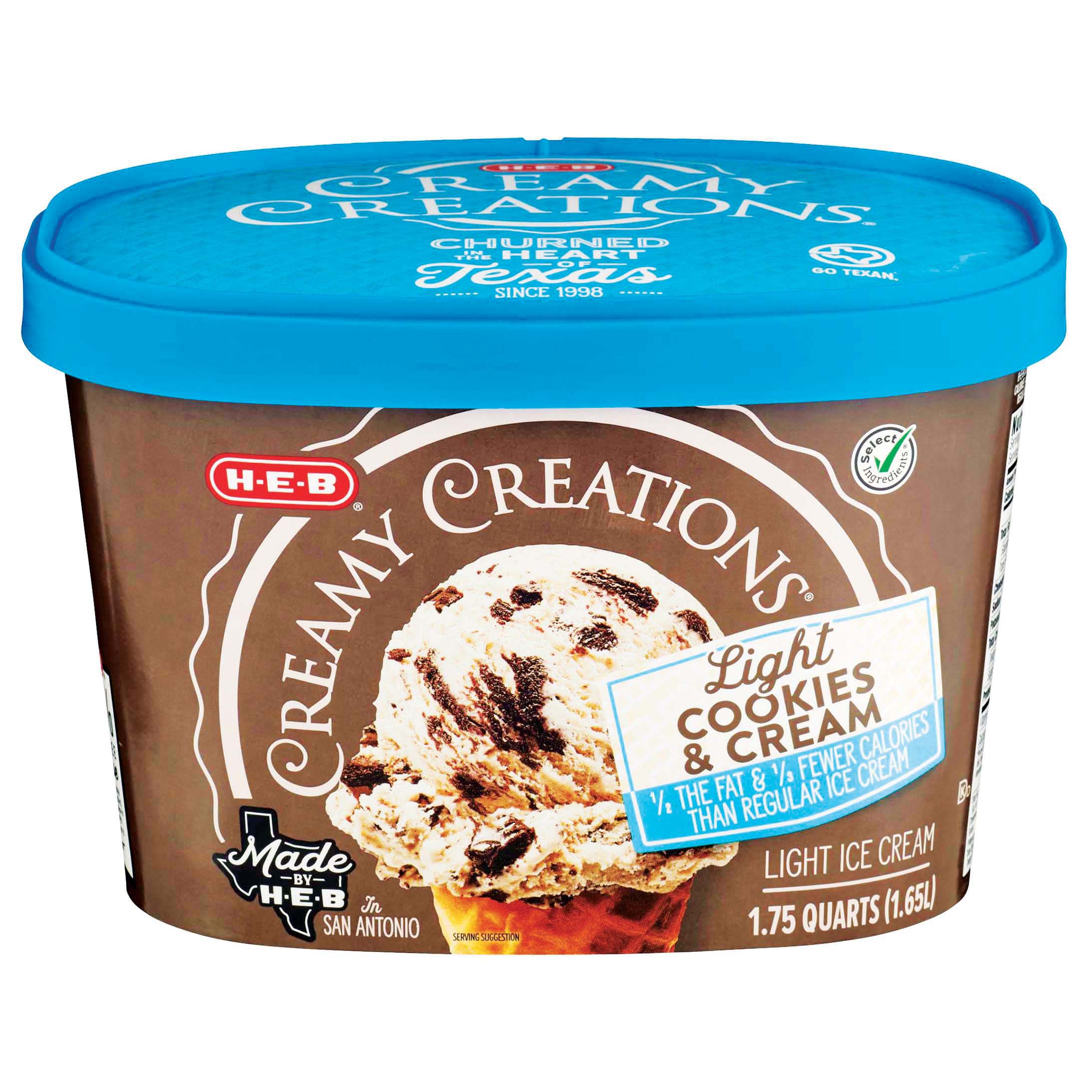 H-E-B Creamy Creations Churned Light Cookies & Cream Ice Cream - Shop
