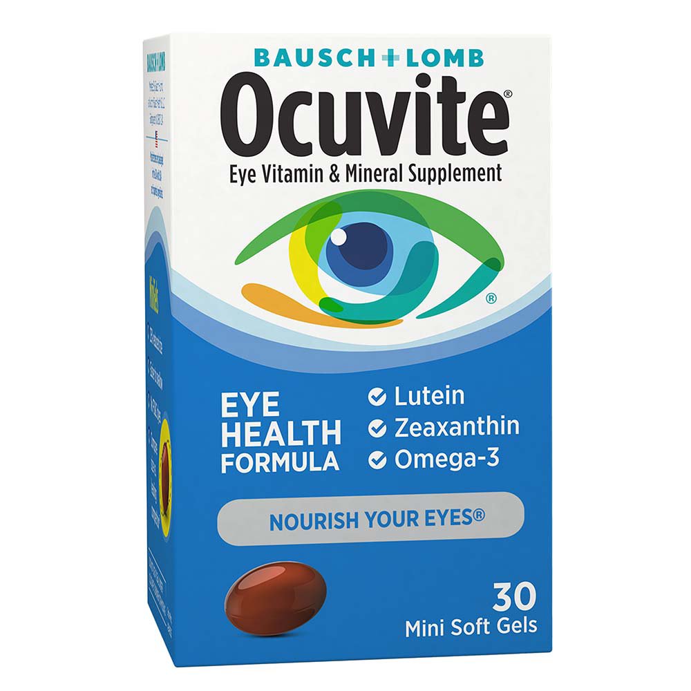 Ocuvite Eye Health Eye Vitamins and Minerals with Lutein and Zeaxanthin and Omega 3 Softgels, 30 Count