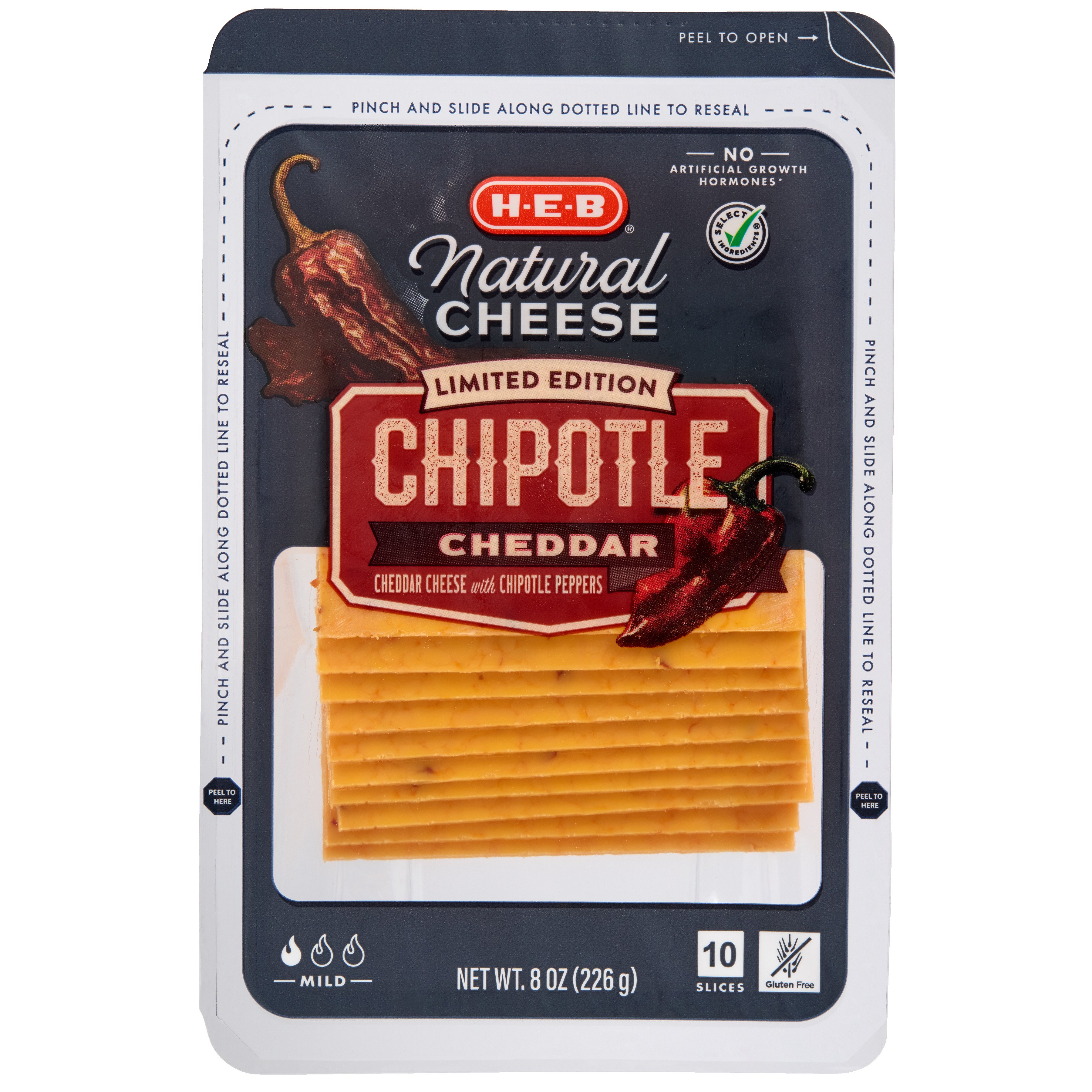 H-E-B Chipotle Cheddar Sliced Cheese, 8 ct