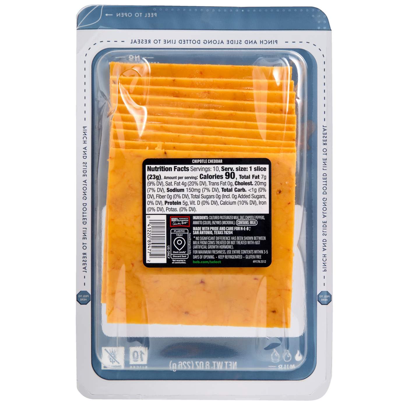 H-E-B Chipotle Cheddar Sliced Cheese; image 2 of 2