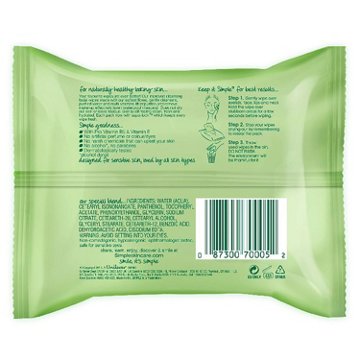 Simple Kind to Skin Cleansing Facial Wipes, 25 ct