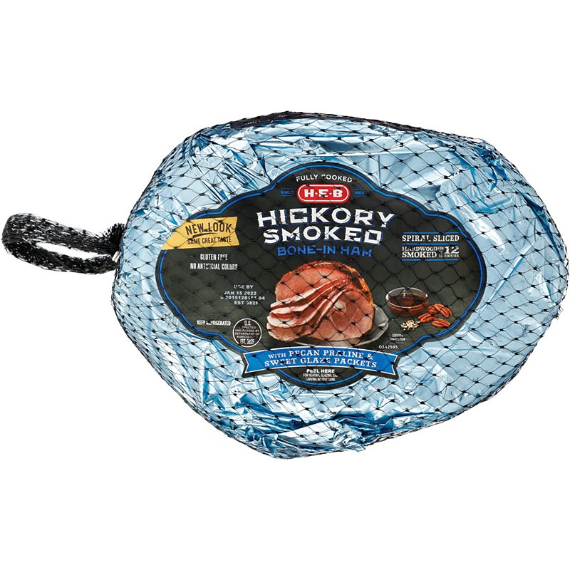 H E B Fully Cooked Hickory Smoked Spiral Sliced Bone In Ham Pecan Praline Glaze Shop Meat At
