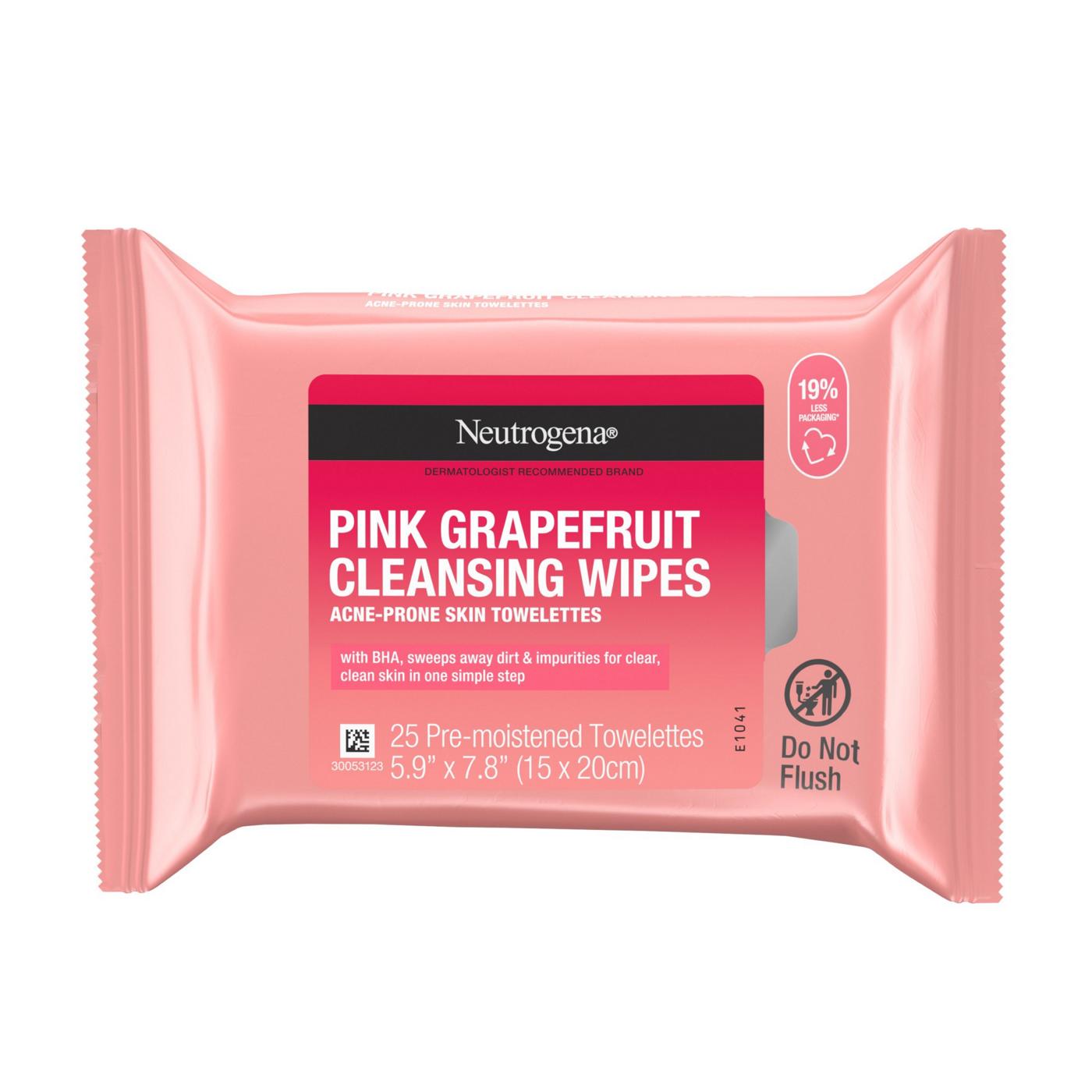 Neutrogena Oil-Free Cleansing Wipes - Pink Grapefruit; image 1 of 9