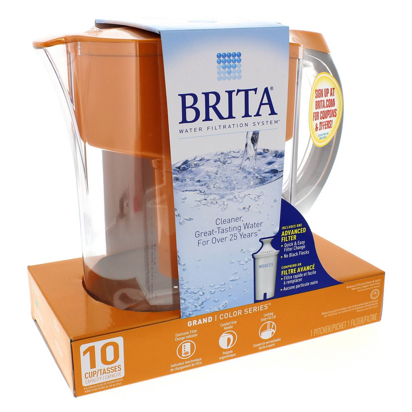 Brita Orange Grand Pitcher Shop Water filters at HEB