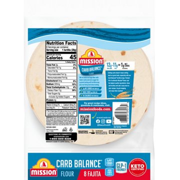 Mission Carb Balance Flour Tortillas, Fajita Size, 8 ct