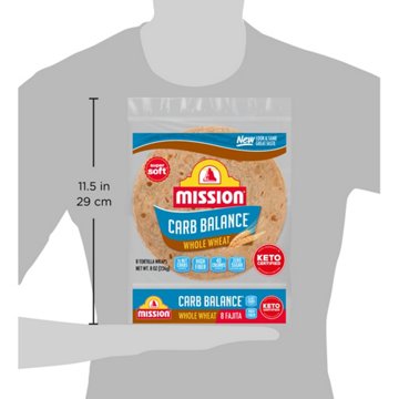 Mission Carb Balance Whole Wheat Flour Tortillas, Fajita Size, 8 ct