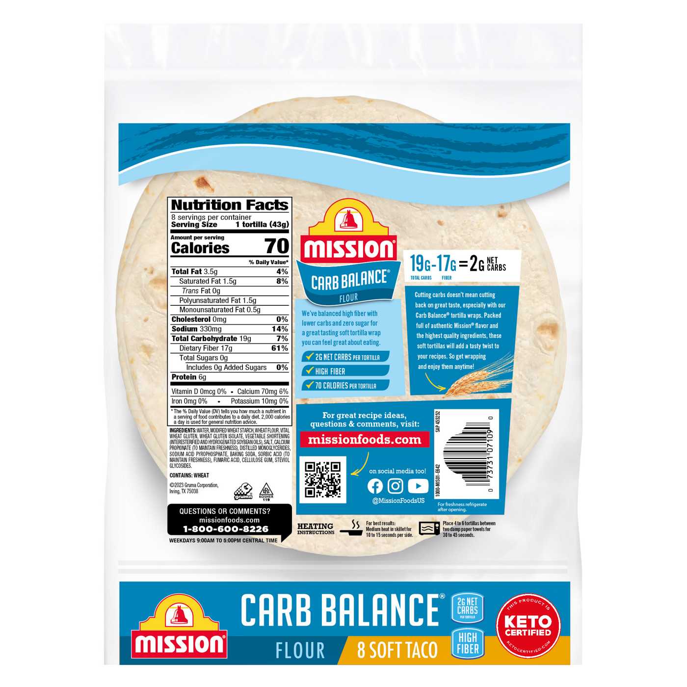 Mission Super Soft Carb Balance Soft Taco Flour Tortillas 8 Count; image 3 of 9