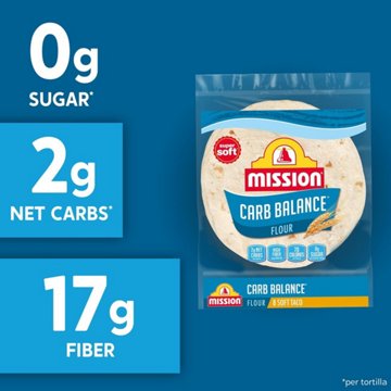Mission Carb Balance Flour Tortillas, Soft Taco Size, 8 ct