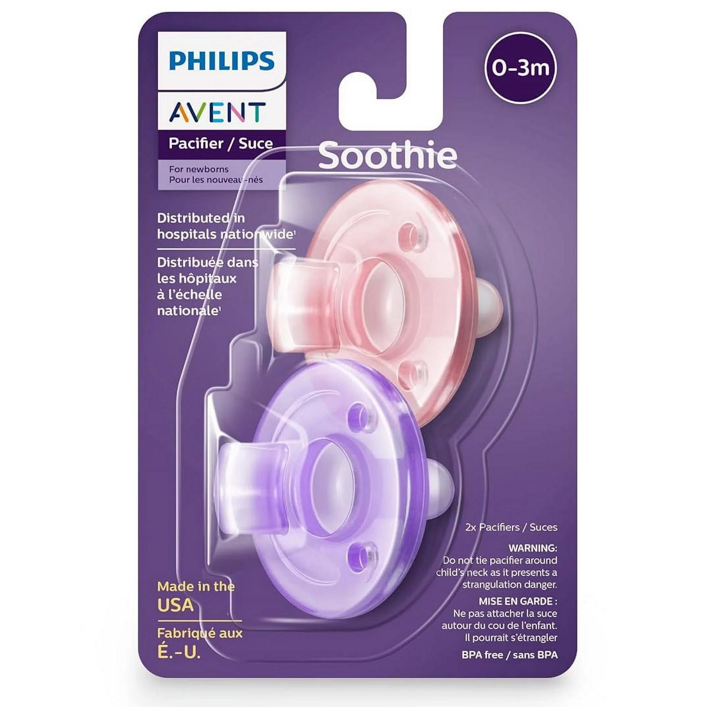 Avent Pink/Purple Soothie Newborn Pacifier, 0-3 M; image 1 of 3