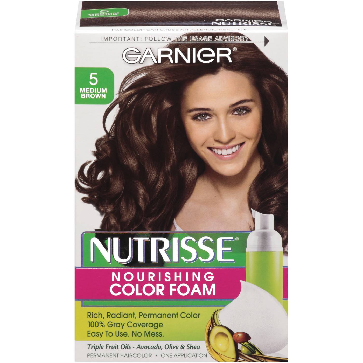 Garnier Nutrisse Nourishing Hair Color Foam 5 Medium Brown; image 1 of 2