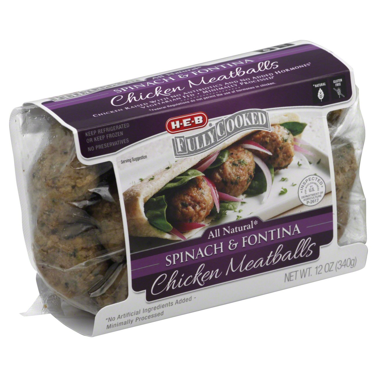 HEB Fully Cooked Spinach and Fontina Chicken Meatballs Shop