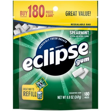 Eclipse Sugar Free Chewing Gum Value Pack - Spearmint, 180 pc