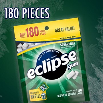 Eclipse Sugar Free Chewing Gum Value Pack - Spearmint, 180 pc