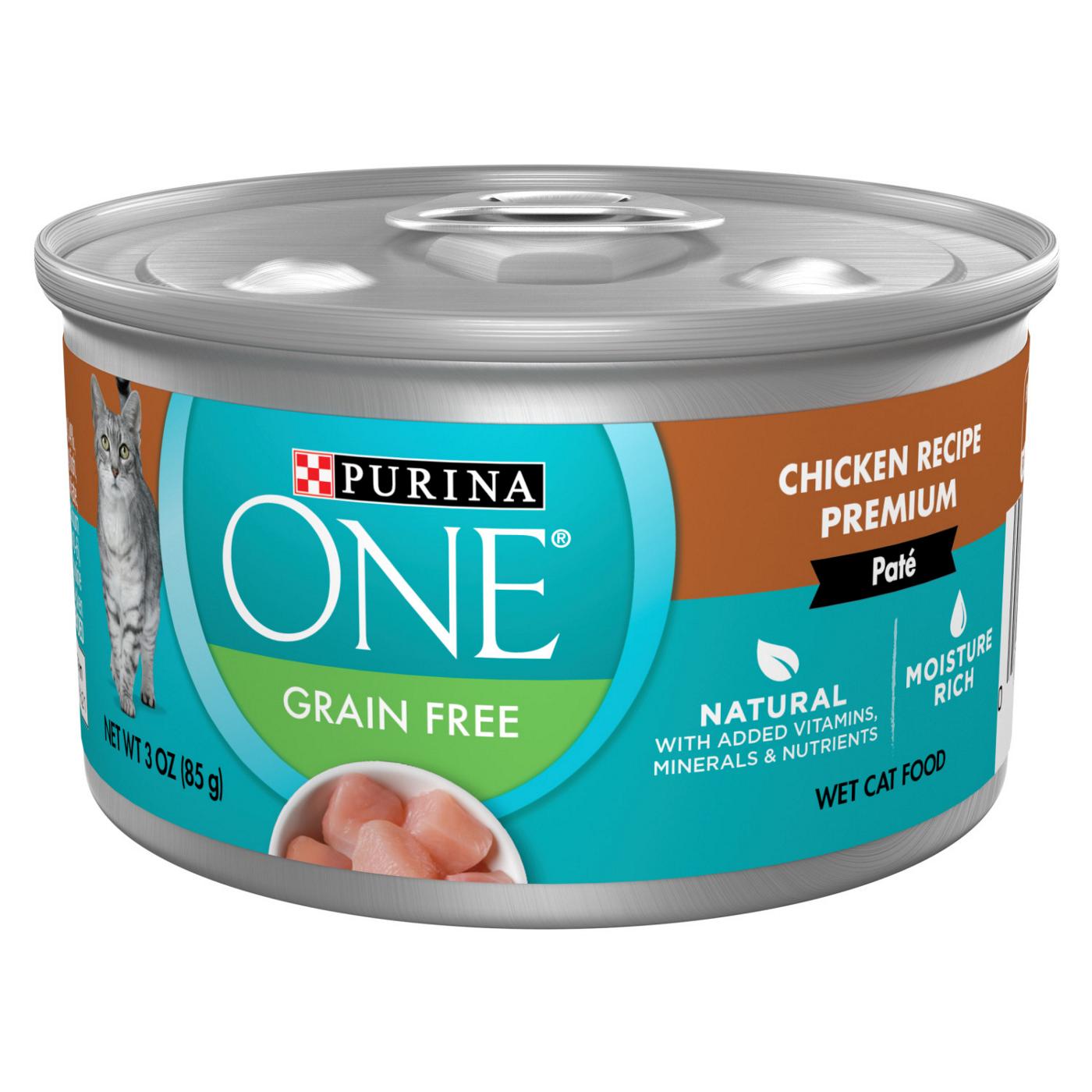 Purina ONE Natural, Grain Free Wet Cat Food Pate, Chicken Recipe; image 1 of 6