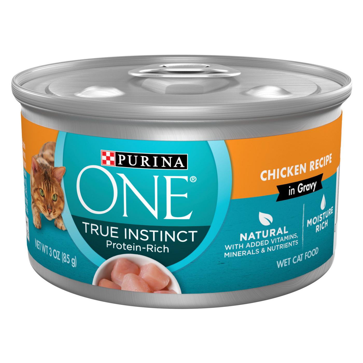 Purina ONE Purina ONE Natural High Protein Cat Food, True Instinct Chicken Recipe in Gravy; image 1 of 6