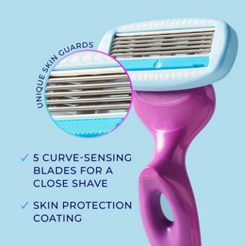 Schick Hydro Silk Schick Hydro Silk Moisture Womens Razor, 5-Blade Moisturizing Razor for Women, 1 Razor & 2 Razor Blade Refills
