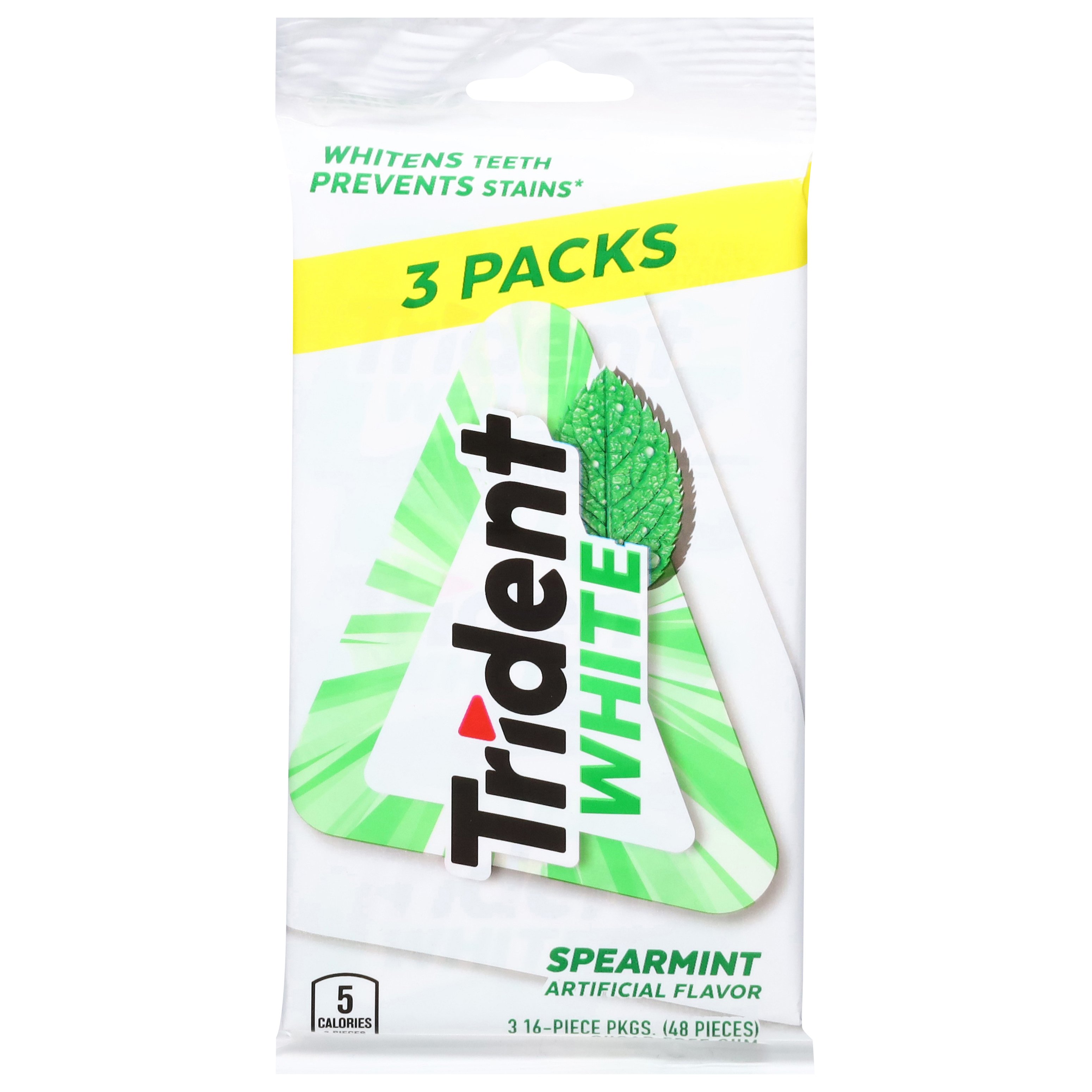 Trident White Spearmint Sugar Free Chewing Gum, 3 Pk