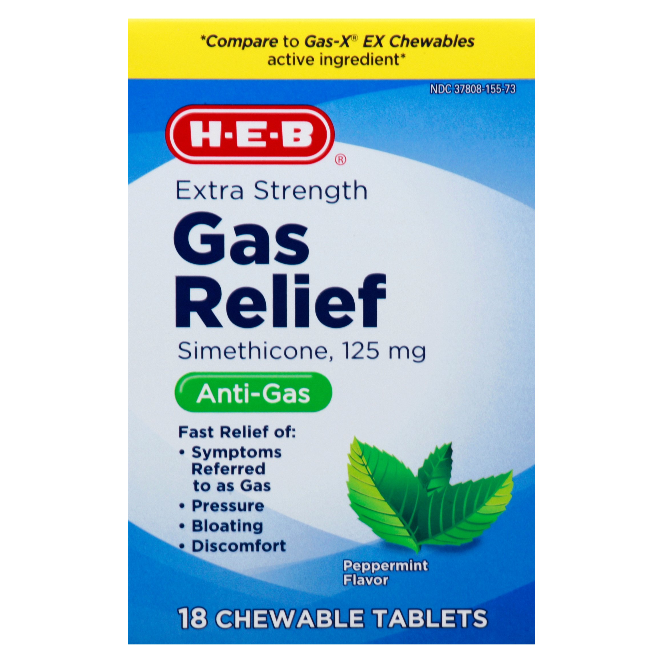 HEB Extra Strength Gas Relief Peppermint Creme Flavor Simethicone 125