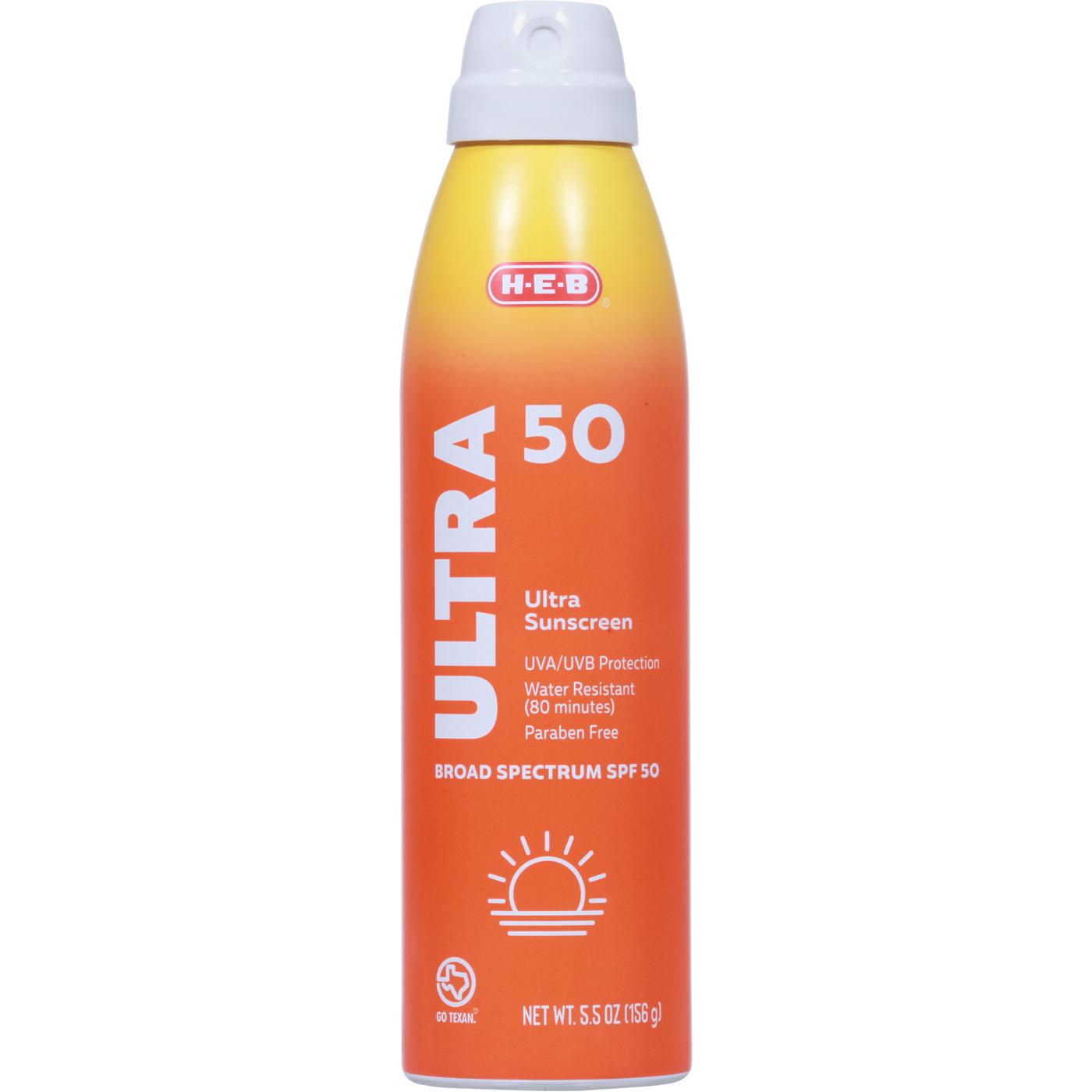 H-E-B Ultra Broad Spectrum Sunscreen Spray – SPF 50; image 1 of 6