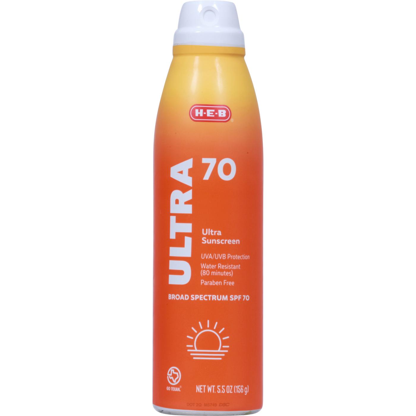 H-E-B Ultra Broad Spectrum Sunscreen Spray – SPF 70; image 1 of 5