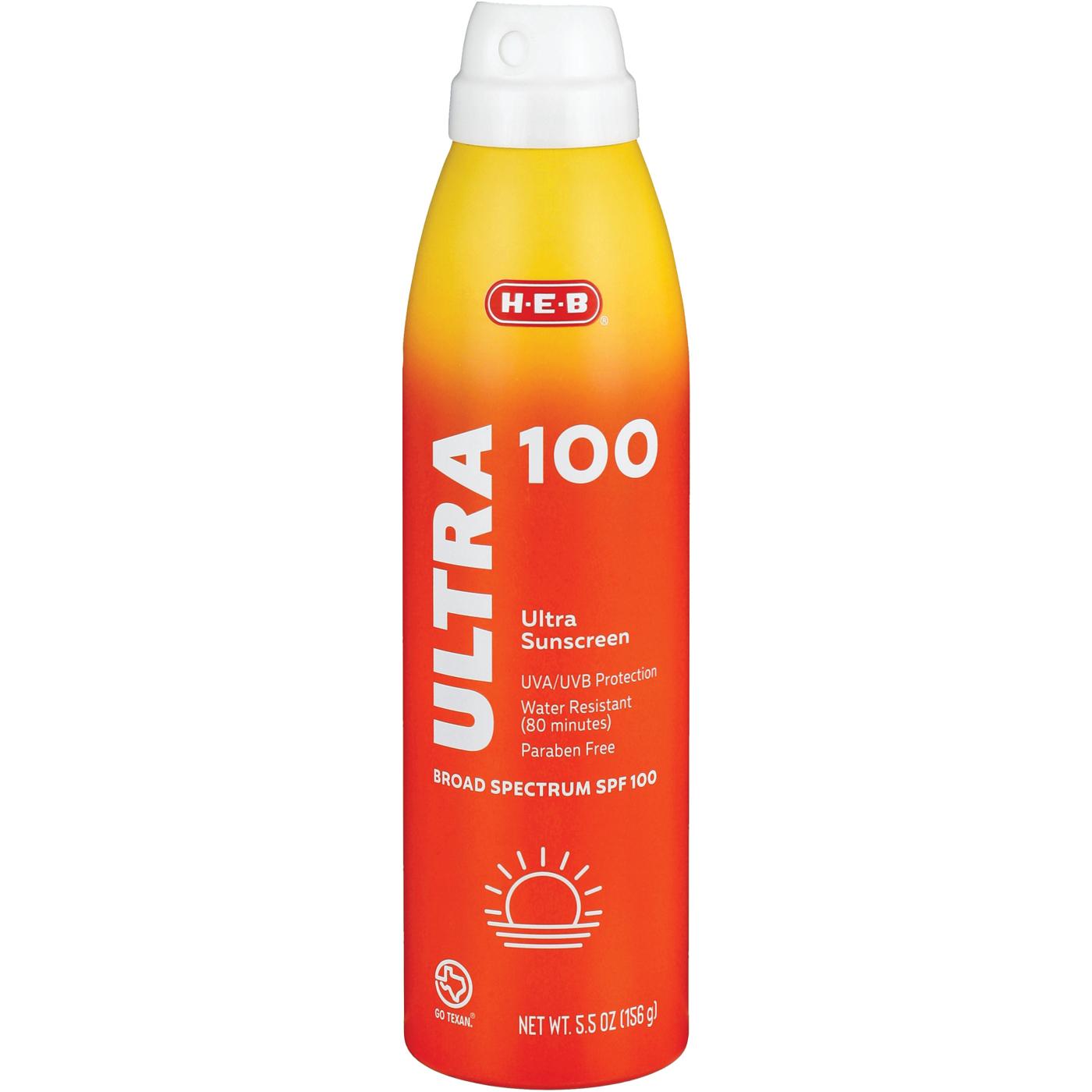 H-E-B Ultra Broad Spectrum Sunscreen Spray – SPF 100; image 1 of 3