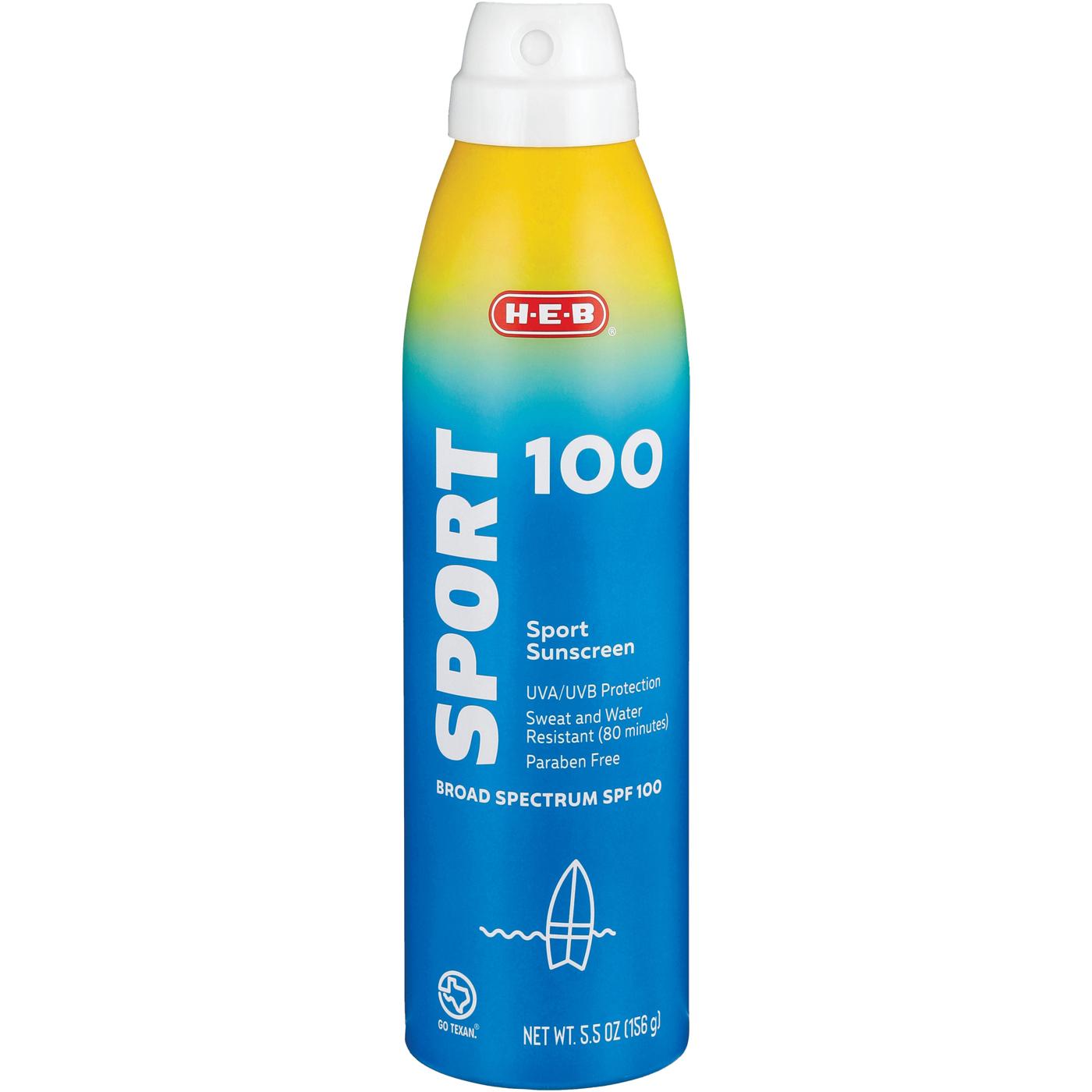 H-E-B Sport Broad Spectrum Sunscreen Spray – SPF 100; image 1 of 4